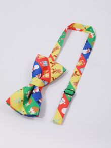 Men Christmas Elk Pattern Tie & Bow Tie - Multicolor - View 4