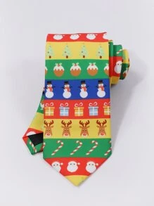 Men Christmas Elk Pattern Tie & Bow Tie - Multicolor - View 6