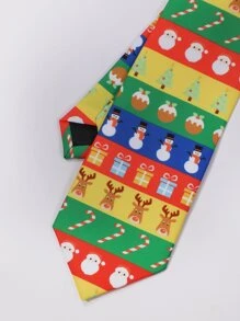 Men Christmas Elk Pattern Tie & Bow Tie - Multicolor - View 7