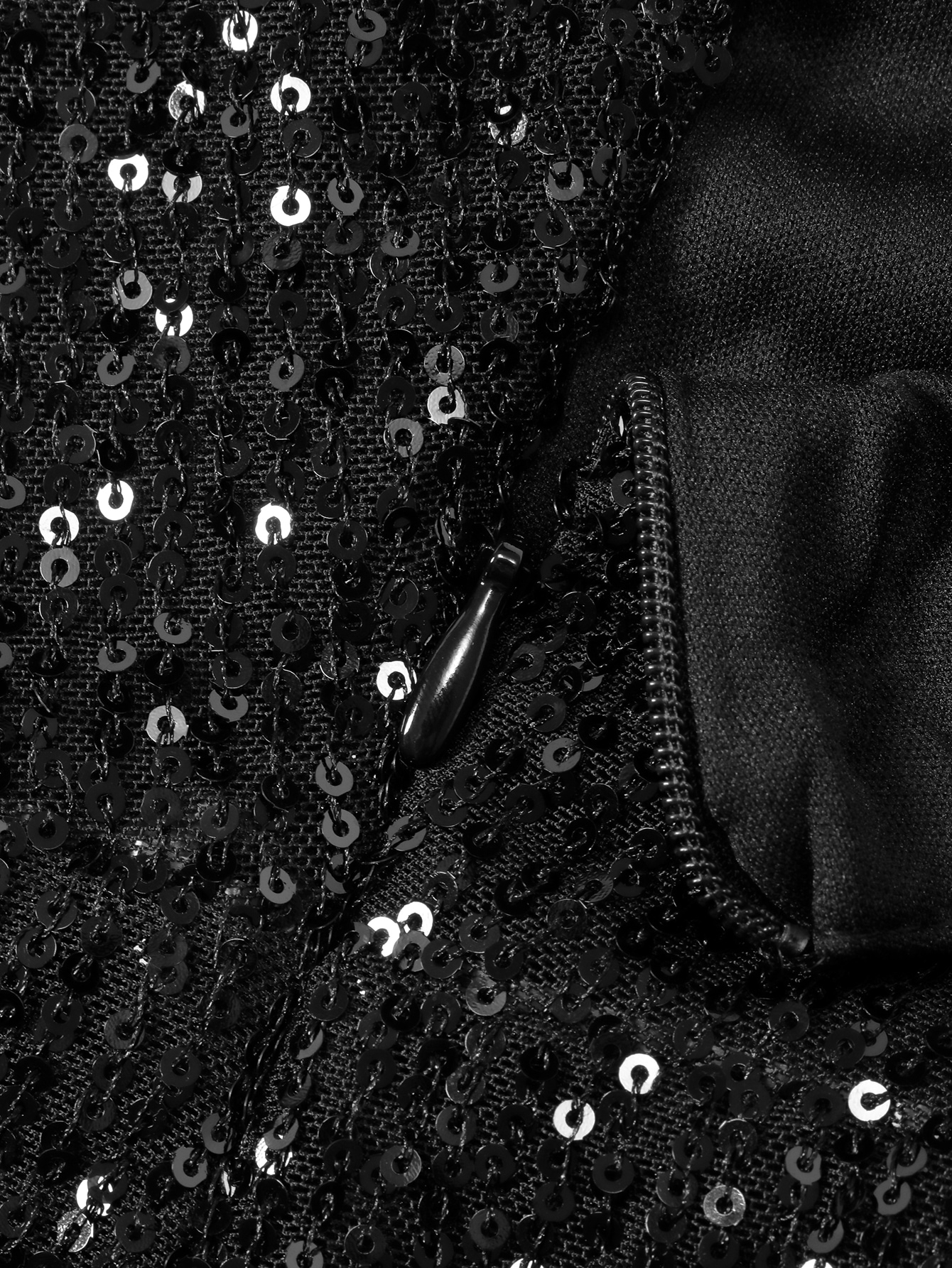 LOVE&LEMONADE Plunging Neck Tie Backless Split Hem Sequin Bodycon