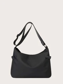 Men Minimalist Hobo Bag - Black - View 1