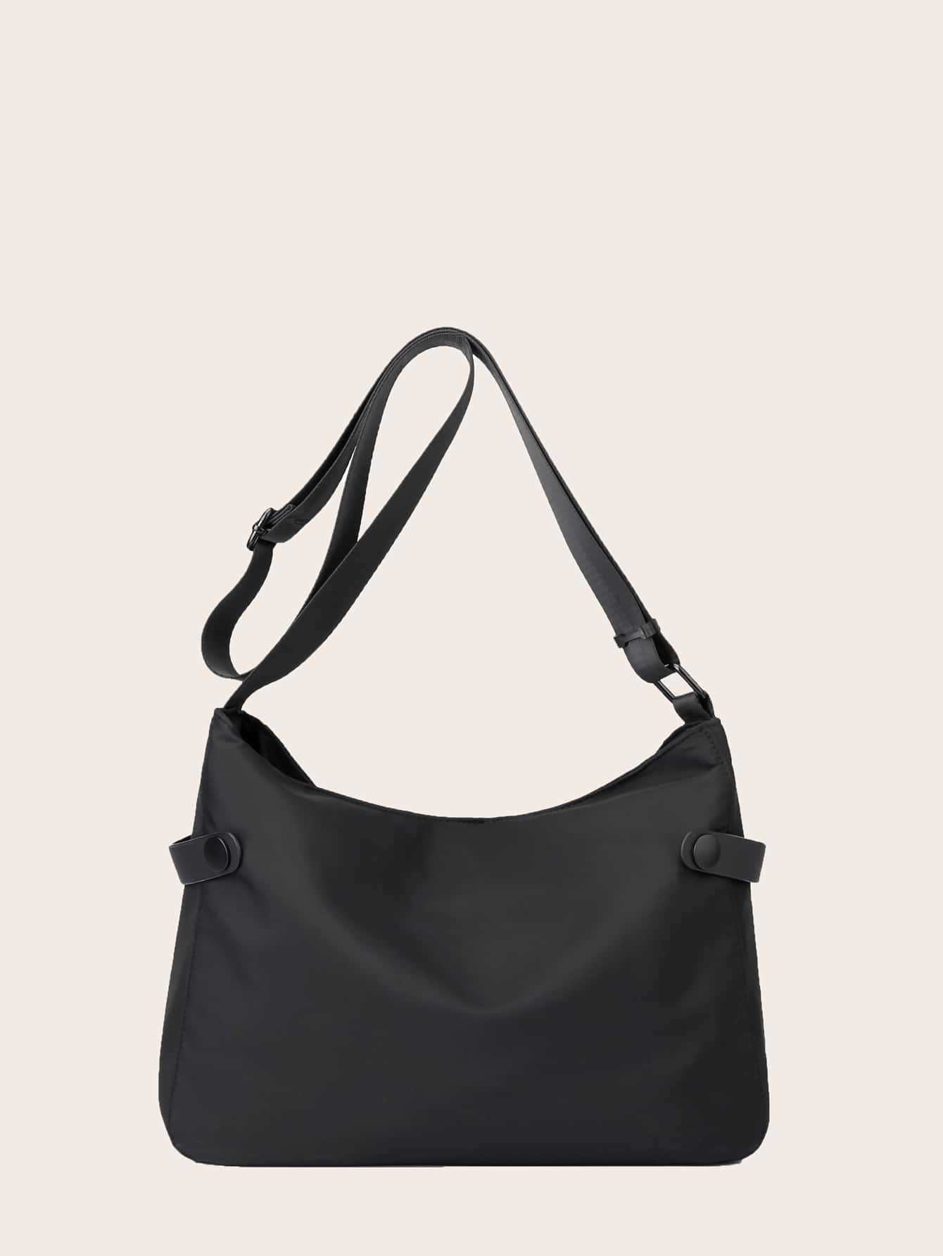 Men Minimalist Hobo Bag - Black - View 1
