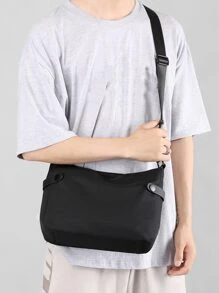 Men Minimalist Hobo Bag - Black - View 2