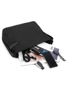 Men Minimalist Hobo Bag - Black - View 6