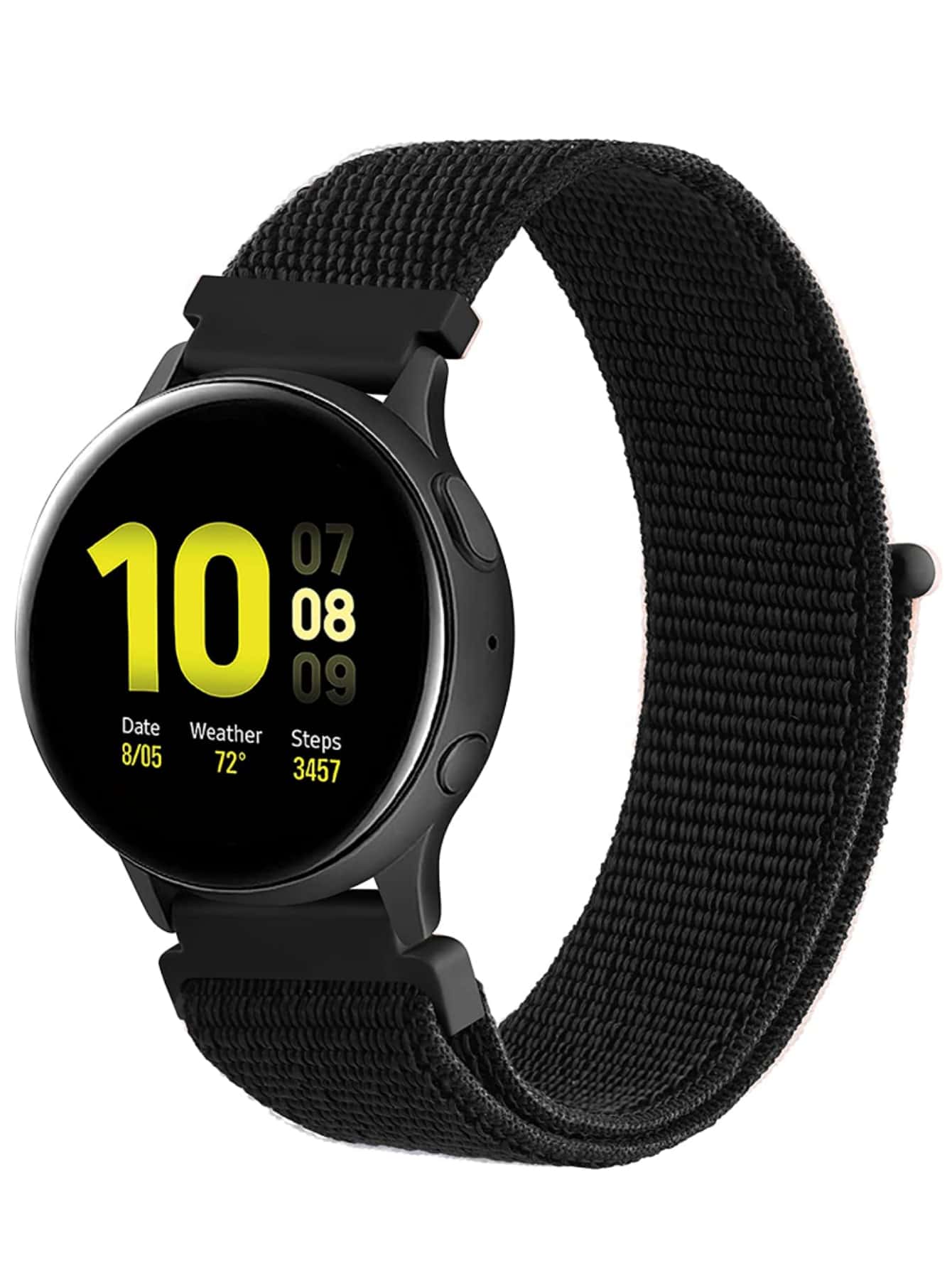 1 Dây đeo đồng hồ vòng nylon thể thao cổ điển dành cho nam và nữ màu đen, Vòng đeo tay thay thế Khóa bướm Dây đeo đồng hồ bằng silicon mềm nguyên khối 20mm/22mm Tương thích với Samsung Galaxy Watch 46mm/Samsung Galaxy Watch 3 45mm/Ear S3 Frontier/Làm quà tặng cho học sinh đi học trở lại - màu đen - Xem 1