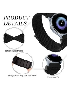 1 Dây đeo đồng hồ vòng nylon thể thao cổ điển dành cho nam và nữ màu đen, Vòng đeo tay thay thế Khóa bướm Dây đeo đồng hồ bằng silicon mềm nguyên khối 20mm/22mm Tương thích với Samsung Galaxy Watch 46mm/Samsung Galaxy Watch 3 45mm/Ear S3 Frontier/Làm quà tặng cho học sinh đi học trở lại - màu đen - Xem 4