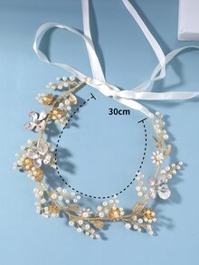 3入組人造珍珠裝飾新娘頭飾 - 金色 - 查看 5