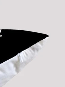 1入組愛心和字母圖案靠墊套不附帶墊芯 - 黑與白 - 查看 4