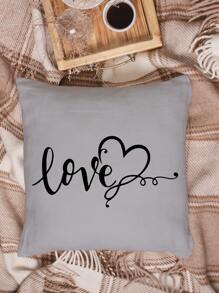 1pc Heart & Letter Graphic Cushion Cover Without Filler - Multicolor - View 3