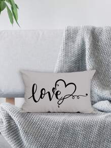 1pc Heart & Letter Graphic Cushion Cover Without Filler - Multicolor - View 5
