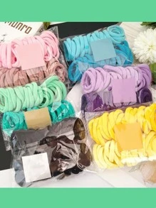 1 gói Vòng khăn liền mạch, 50 chiếc, 6 màu (Giao hàng ngẫu nhiên) Thông thường - Nhiều màu - Xem 3