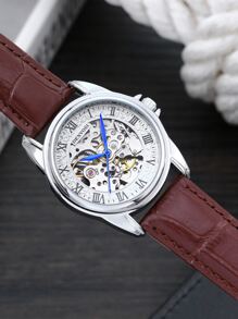 DENVOSI Men Skeleton Mechanical Watch - Brown - View 2