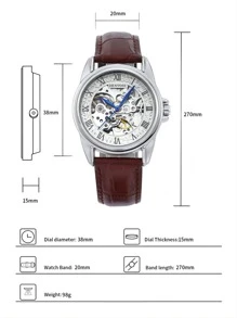 DENVOSI Men Skeleton Mechanical Watch - Brown - View 3