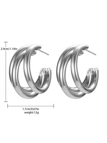 Layered Cuff Hoop Earrings - Silver - View 3