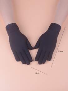 Lace Trim Gloves - Black - View 3