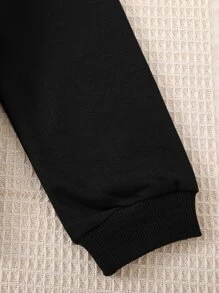 Girls Letter Graphic Hooded Sweatshirt - Black - View 3