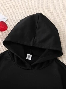 Girls Letter Graphic Hooded Sweatshirt - Black - View 4