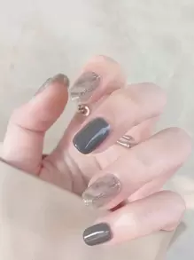 Upgrade Your Look With 24Pcs Short Square Ombre Fake Nail & 1Sheet Tape & 1Pc Nail File Press On Nails Nail Supplies Nails - Multicolor - View 1