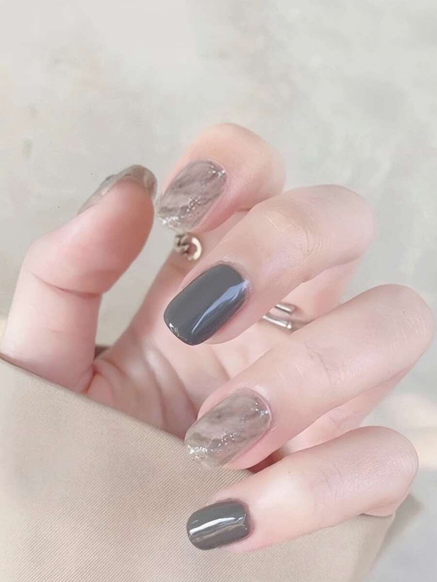 Upgrade Your Look With 24Pcs Short Square Ombre Fake Nail & 1Sheet Tape & 1Pc Nail File Press On Nails Nail Supplies Nails - Multicolor - View 1