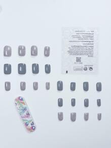 Upgrade Your Look With 24Pcs Short Square Ombre Fake Nail & 1Sheet Tape & 1Pc Nail File Press On Nails Nail Supplies Nails - Multicolor - View 2