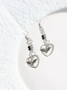ROMWE Kawaii Bat & Heart Drop Earrings - Multicolor - View 2
