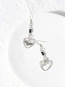 ROMWE Kawaii Bat & Heart Drop Earrings - Multicolor - View 3