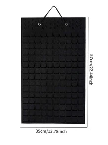 1 bolsa de almacenamiento de joyería colgante de poliéster portátil, estuche de almacenamiento de joyería multifuncional negro Simple - Negro - Ver 3