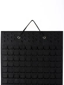 1 bolsa de almacenamiento de joyería colgante de poliéster portátil, estuche de almacenamiento de joyería multifuncional negro Simple - Negro - Ver 5
