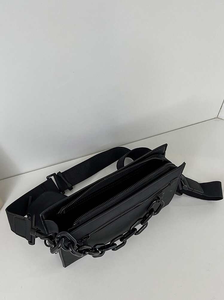 Women's Two Pieces Set Chain Strap Coin Pouch Shoulder BagWomen's Two Pieces Set Chain Strap Coin Pouch Shoulder Bag - Black - View 5