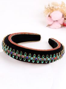 Rhinestone Decor Headband - Black - View 1