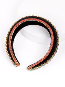 Rhinestone Decor Headband - Black - View 3