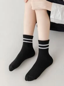 3 双灰色、黑色、白色运动篮球中筒袜（带 2 条条纹） - 彩色 - 查看 2