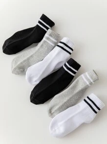 3 双灰色、黑色、白色运动篮球中筒袜（带 2 条条纹） - 彩色 - 查看 3