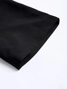 Manfinity 男士字母人物圖案拼接邊襯衫 - 黑色 - 查看 3