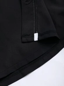 Manfinity 男士字母人物圖案拼接邊襯衫 - 黑色 - 查看 5