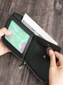 Men Letter Graphic Small Wallet - Black - View 3