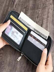 Men Letter Graphic Small Wallet - Black - View 4