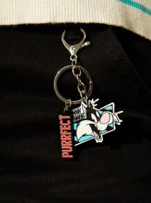 LOONEY TUNES X SHEIN Cartoon Cat & Letter Charm Keychain - Black - View 6