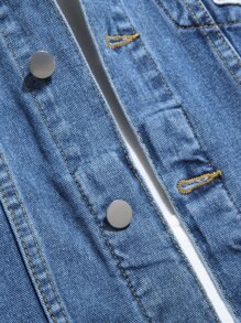 Manfinity Men Star Patched Denim Jacket Without Hoodie - Medium Wash - View 6