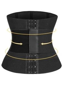 Myrelith Women's Black High Stretch Casual-Sporty Waist Trainer With Button Front Detail - Black - View 1