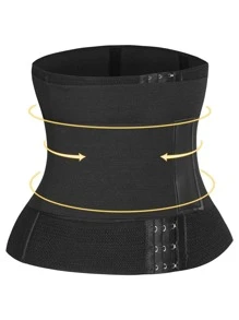 Myrelith Women's Black High Stretch Casual-Sporty Waist Trainer With Button Front Detail - Black - View 3