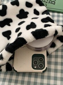 Mini Cow Pattern Fluffy Bucket Bag
