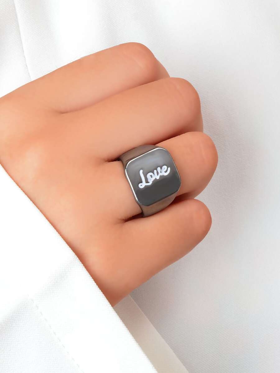 1 Nhẫn Hip Pop Dầu Nhỏ Giọt TÌNH YÊU Đồ Họa Cho Phụ Nữ Cho Đảng - Màu Đen Súng - Xem 1