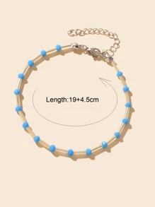 1入組簡約風半透明圓形抹胸藍色串珠手鏈 - 彩色 - 查看 4