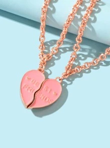 2 chiếc Vòng tay trái tim có chi tiết chữ cái - Hồng - Xem 4