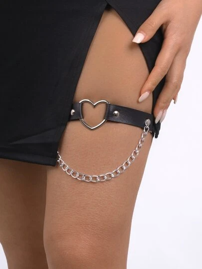 Chain & Heart Decor Thigh Belt Valentines