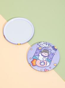 Cartoon Graphic Round Mirror - Multicolor - View 1