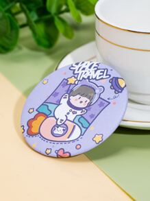 Cartoon Graphic Round Mirror - Multicolor - View 3