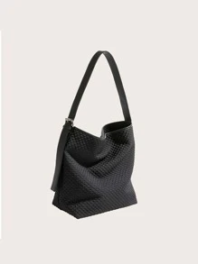 Bolso de hombro con textura - Negro - Ver 1