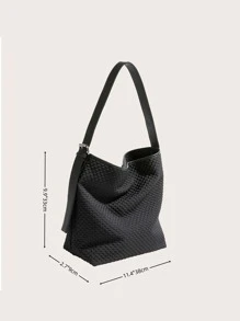 Bolso de hombro con textura - Negro - Ver 3